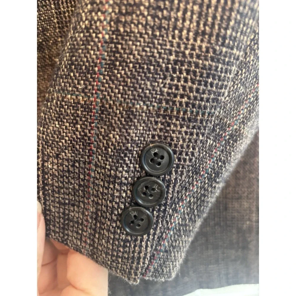 Vtg John Craigmiles 42R Sport Coat Blazer Gray Tweed Windowpane Jacket Wool Bl